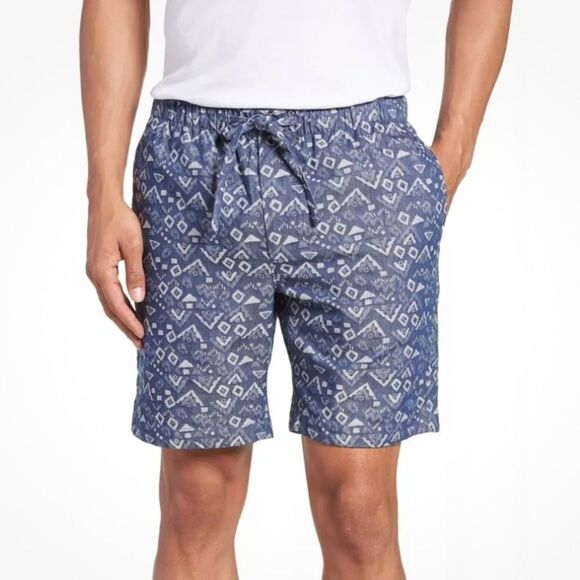 Bonobos men’s slim fit 7” blue geometric motif beach short - Picture 2 of 7